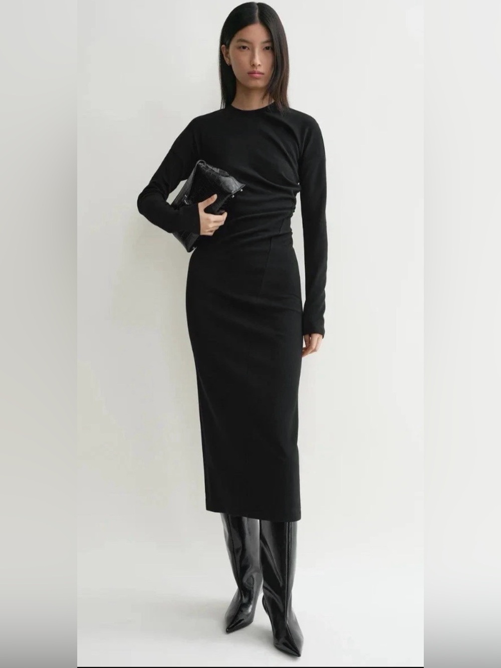 TOTEME Draped Long Sleeve Jersey Dress Size XL